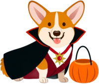 a halloween doggy vampire